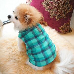 DAILY LIFESTYLE SMALL DOG PLUSH WARM WINDPROOF WINTER VEST - TEAL PLAID